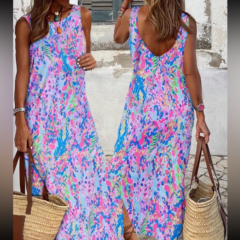 Abstract Print Maxi Dress